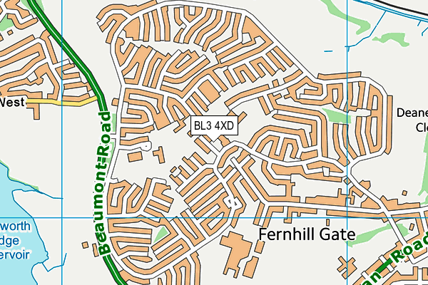 BL3 4XD map - OS VectorMap District (Ordnance Survey)