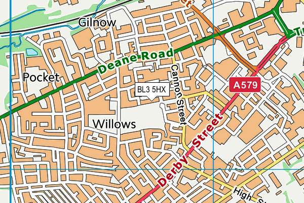 BL3 5HX map - OS VectorMap District (Ordnance Survey)