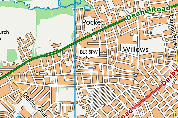 BL3 5PW map - OS VectorMap District (Ordnance Survey)
