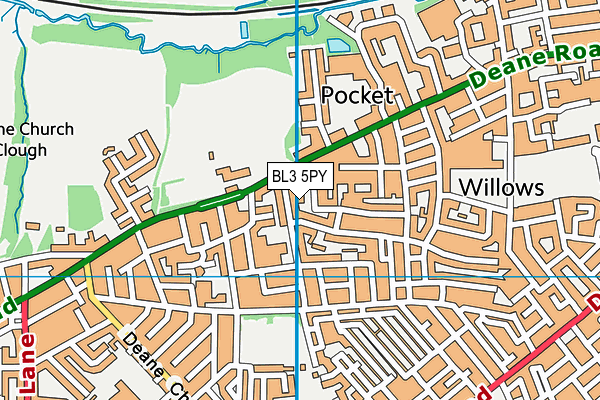 BL3 5PY map - OS VectorMap District (Ordnance Survey)