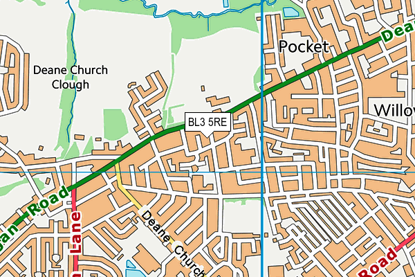 BL3 5RE map - OS VectorMap District (Ordnance Survey)