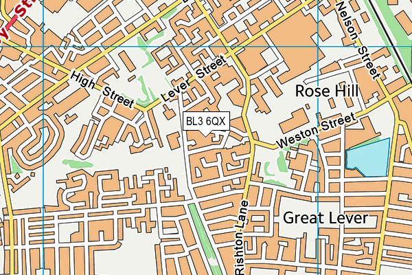 BL3 6QX map - OS VectorMap District (Ordnance Survey)