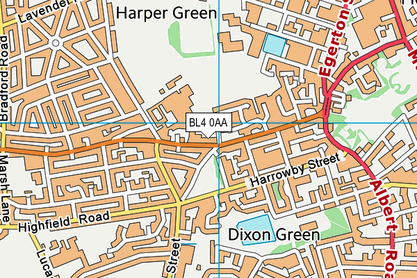 BL4 0AA map - OS VectorMap District (Ordnance Survey)