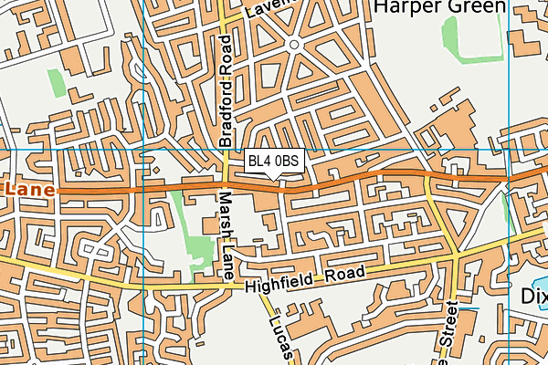 BL4 0BS map - OS VectorMap District (Ordnance Survey)