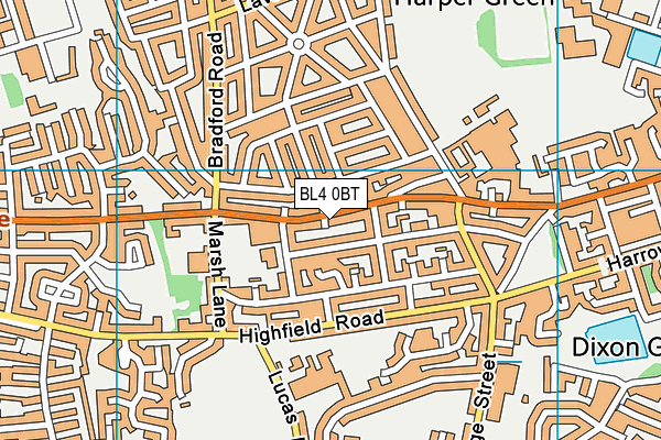 BL4 0BT map - OS VectorMap District (Ordnance Survey)