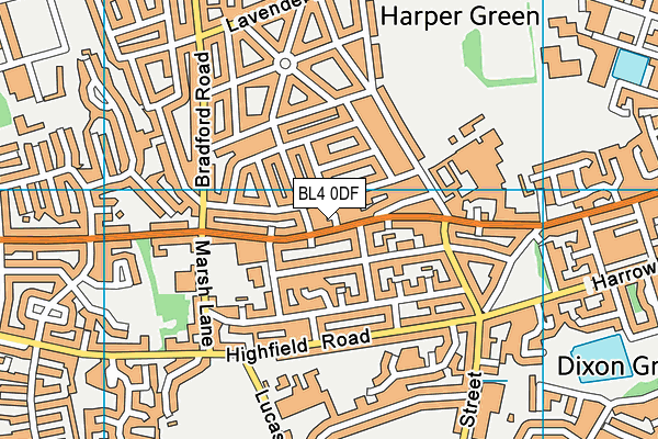 BL4 0DF map - OS VectorMap District (Ordnance Survey)