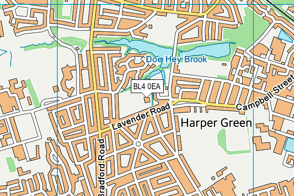 Farnworth Cricket And Bowling Club map (BL4 0EA) - OS VectorMap District (Ordnance Survey)