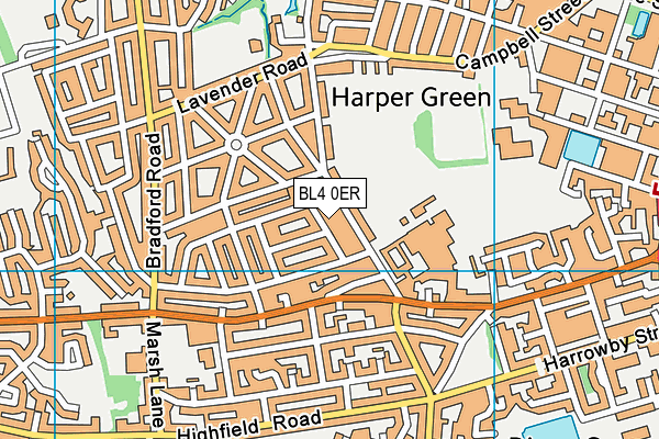 BL4 0ER map - OS VectorMap District (Ordnance Survey)
