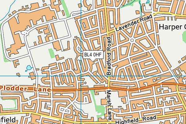 BL4 0HF map - OS VectorMap District (Ordnance Survey)