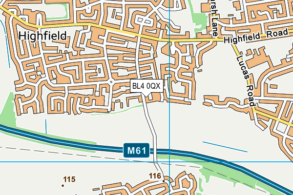 BL4 0QX map - OS VectorMap District (Ordnance Survey)