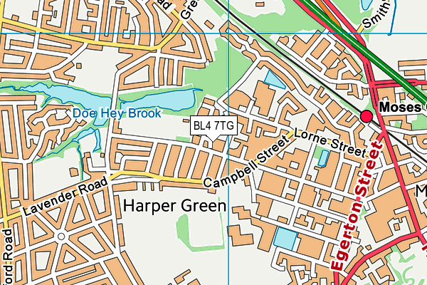BL4 7TG map - OS VectorMap District (Ordnance Survey)