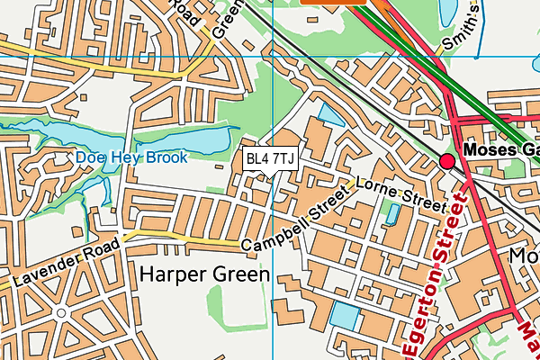 BL4 7TJ map - OS VectorMap District (Ordnance Survey)