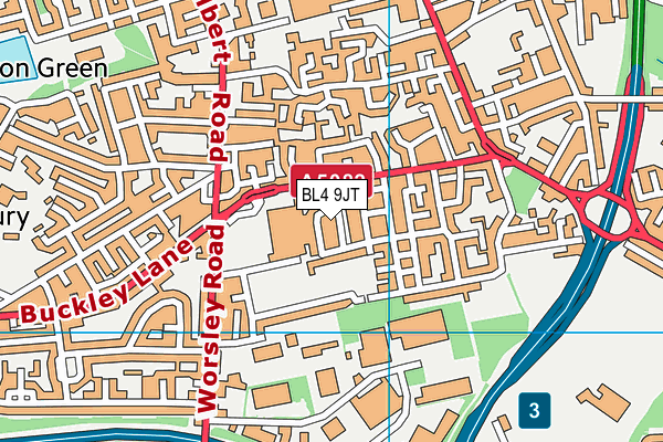 St Peter's CofE Primary School map (BL4 9JT) - OS VectorMap District (Ordnance Survey)
