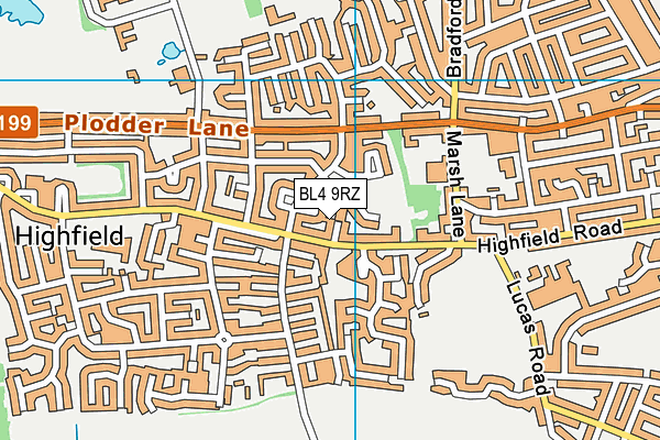 BL4 9RZ map - OS VectorMap District (Ordnance Survey)
