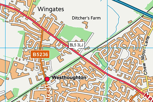 BL5 3LJ map - OS VectorMap District (Ordnance Survey)