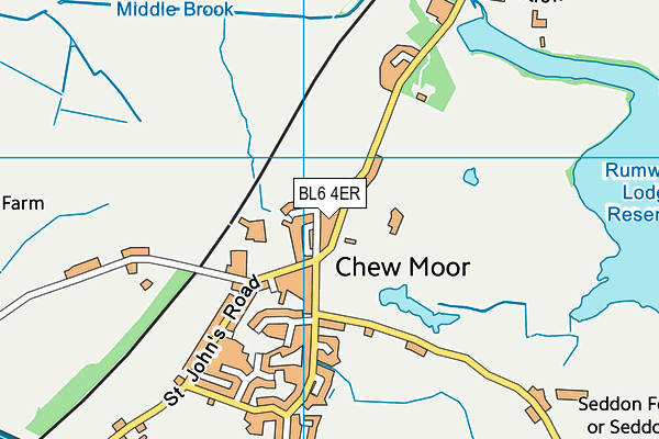 Chew Moor Brook Sports Club map (BL6 4ER) - OS VectorMap District (Ordnance Survey)