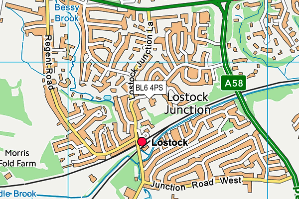 Lostock Primary School map (BL6 4PS) - OS VectorMap District (Ordnance Survey)