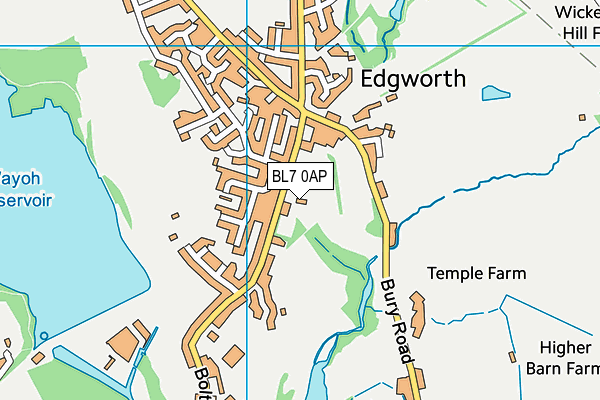 Edgworth Cricket & Recreation Club map (BL7 0AP) - OS VectorMap District (Ordnance Survey)