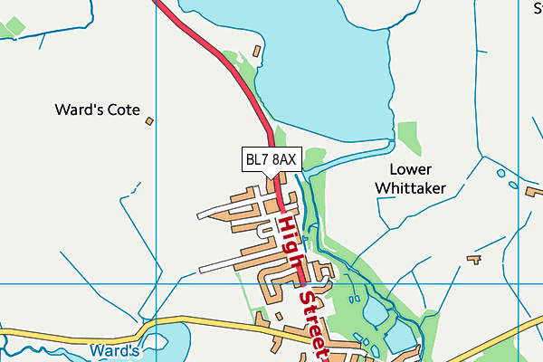 BL7 8AX map - OS VectorMap District (Ordnance Survey)