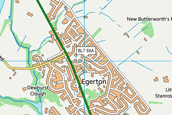 BL7 9XA map - OS VectorMap District (Ordnance Survey)