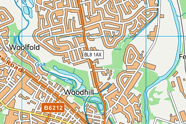 Woodbank Primary School map (BL8 1AX) - OS VectorMap District (Ordnance Survey)