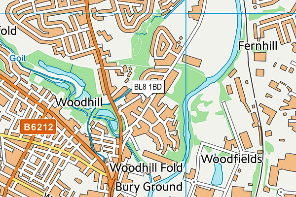 BL8 1BD map - OS VectorMap District (Ordnance Survey)