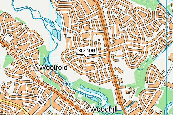 BL8 1DN map - OS VectorMap District (Ordnance Survey)