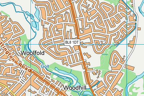 BL8 1DT map - OS VectorMap District (Ordnance Survey)