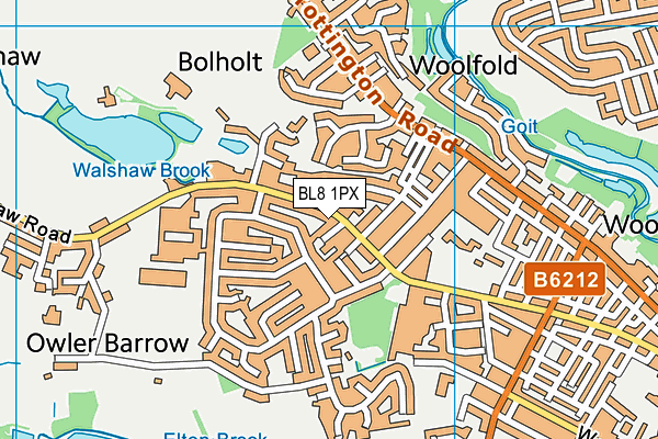 BL8 1PX map - OS VectorMap District (Ordnance Survey)