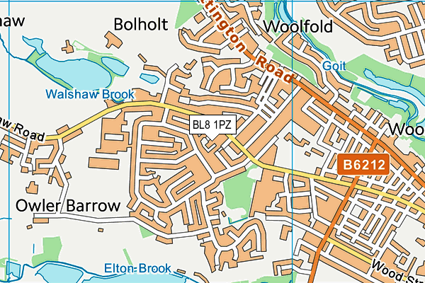 BL8 1PZ map - OS VectorMap District (Ordnance Survey)