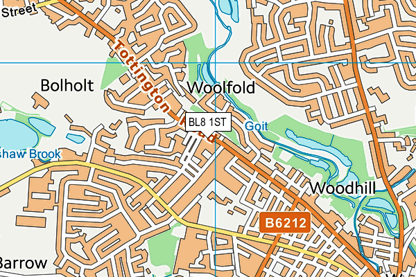 BL8 1ST map - OS VectorMap District (Ordnance Survey)