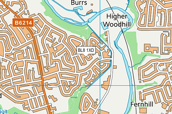 BL8 1XD map - OS VectorMap District (Ordnance Survey)