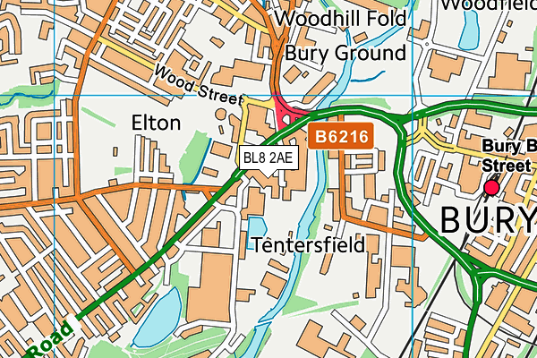 BL8 2AE map - OS VectorMap District (Ordnance Survey)