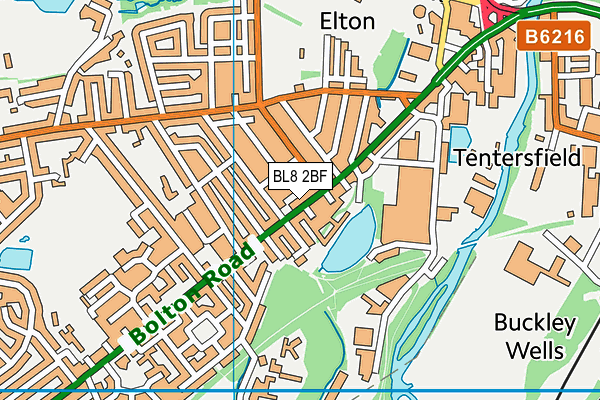 BL8 2BF map - OS VectorMap District (Ordnance Survey)