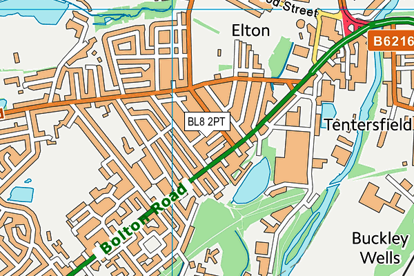 BL8 2PT map - OS VectorMap District (Ordnance Survey)