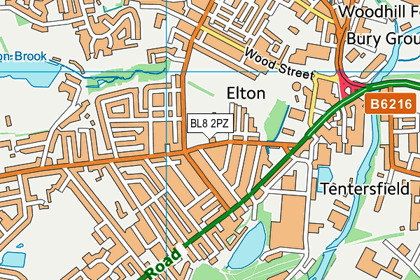 BL8 2PZ map - OS VectorMap District (Ordnance Survey)