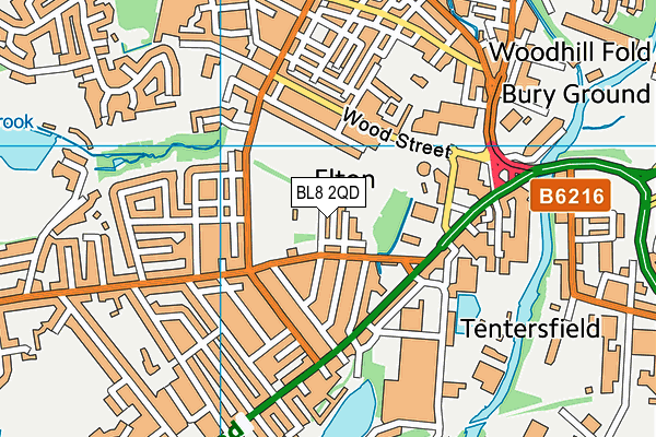 BL8 2QD map - OS VectorMap District (Ordnance Survey)