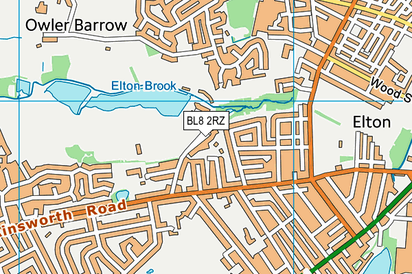 BL8 2RZ map - OS VectorMap District (Ordnance Survey)
