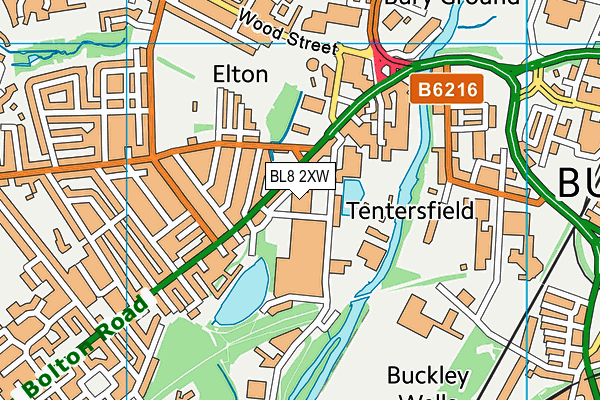 BL8 2XW map - OS VectorMap District (Ordnance Survey)