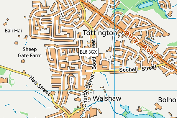 BL8 3GX map - OS VectorMap District (Ordnance Survey)