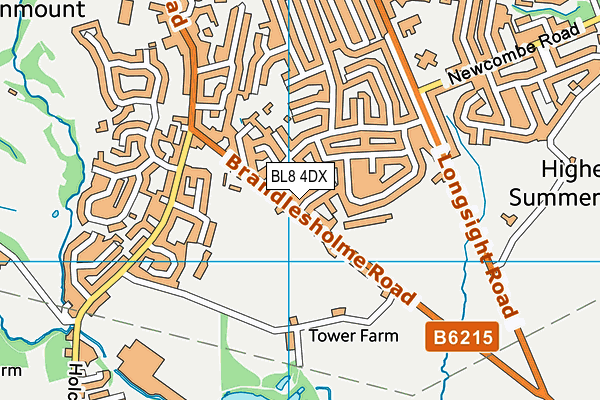Greenmount Cricket Club map (BL8 4DX) - OS VectorMap District (Ordnance Survey)
