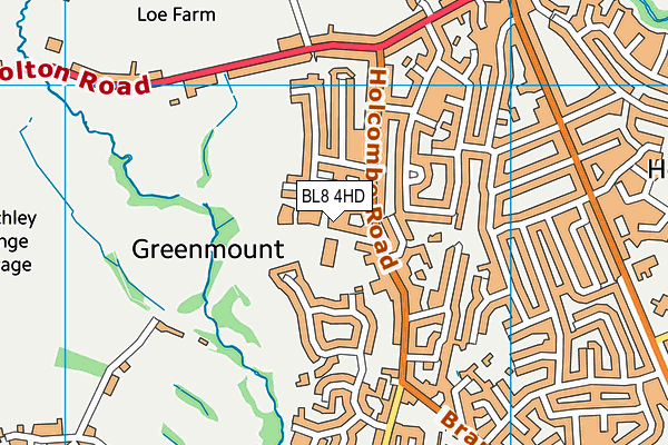 Greenmount Primary School map (BL8 4HD) - OS VectorMap District (Ordnance Survey)