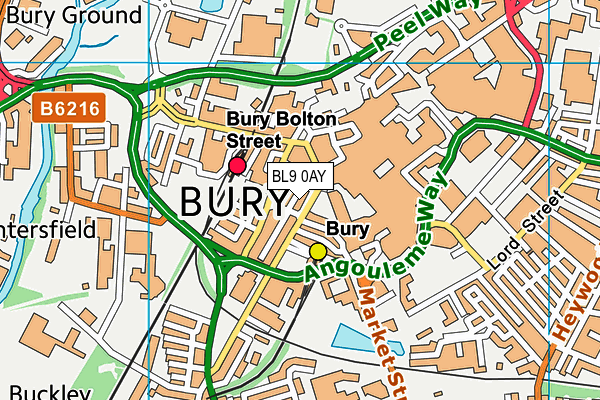 BL9 0AY map - OS VectorMap District (Ordnance Survey)
