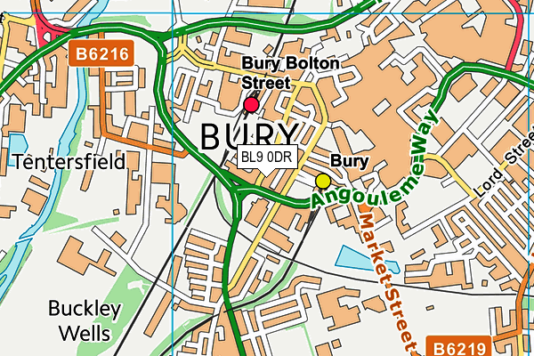 BL9 0DR map - OS VectorMap District (Ordnance Survey)