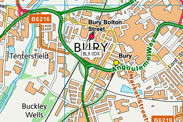BL9 0DX map - OS VectorMap District (Ordnance Survey)