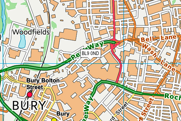 Puregym (Bury) map (BL9 0ND) - OS VectorMap District (Ordnance Survey)