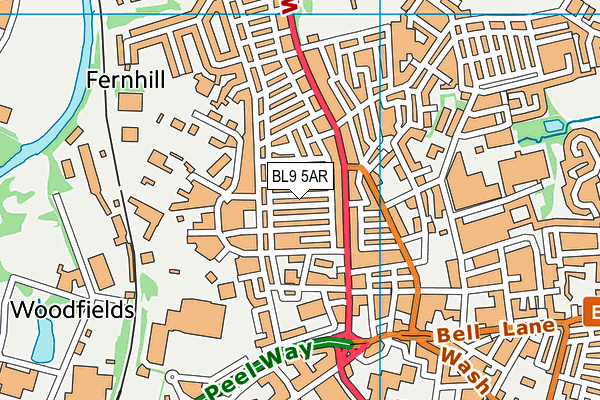 BL9 5AR map - OS VectorMap District (Ordnance Survey)