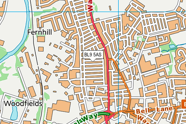 BL9 5AS map - OS VectorMap District (Ordnance Survey)