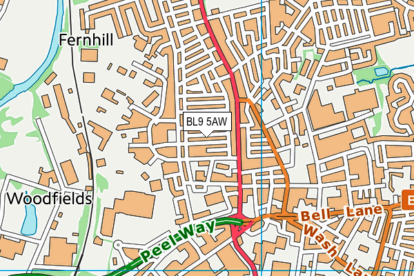 BL9 5AW map - OS VectorMap District (Ordnance Survey)