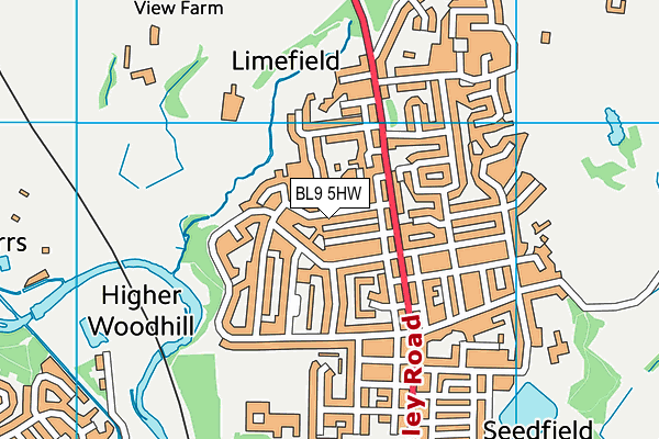 BL9 5HW map - OS VectorMap District (Ordnance Survey)